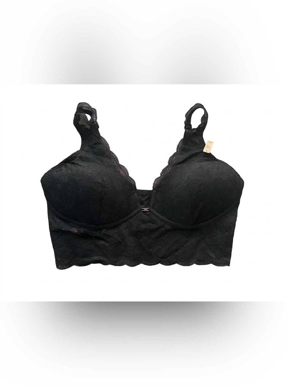 PINK Victoria’s Secret Black Floral Lace Lightly Lined Bralette Size Large  NWT